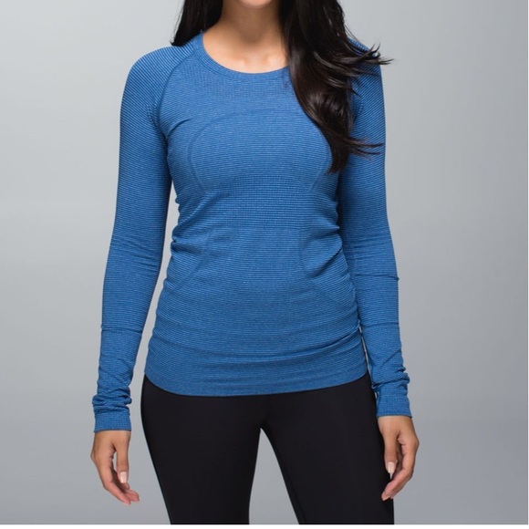 lululemon athletica Tops - Tonka Stripe Heathered Rugged Blue Swiftly Size 10